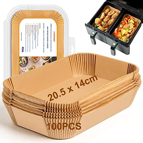 HONYAO Papier Cuisson pour Ninja Air Fryer, 100 Pièces 20,5x14cm